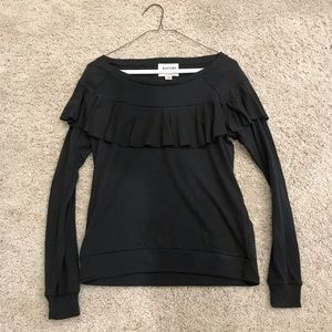 Nation LTD charcoal grey ruffle long sleeve